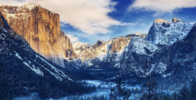 Winter, Yosemite valley, nation park, nature wallpaper