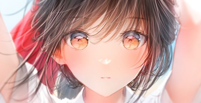 Curious and cute eyes, girl anime, original wallpaper