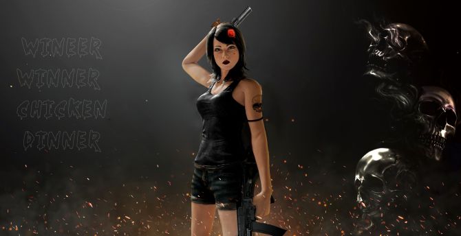 Woman with guns, PUBG, gaming wallpaper