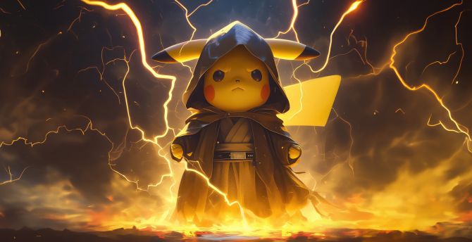 Pikachu as sithlord, Pokemon, art wallpaper