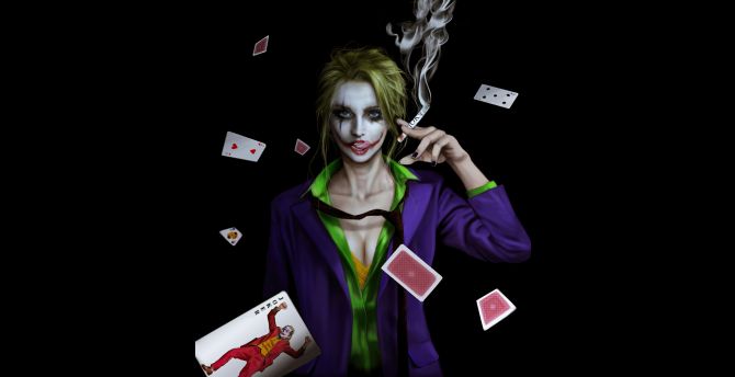 Joker girl and cards, fan art, 2022 wallpaper
