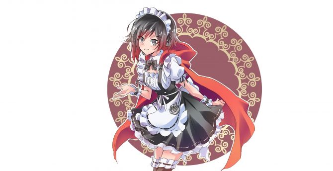 Cute, Ruby rose, maid's outfit, anime girl wallpaper