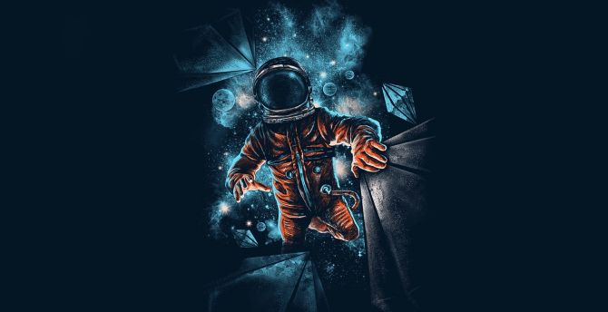 Space, astronaut, galaxy, dark, artwork wallpaper