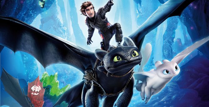 How to Train Your Dragon: The Hidden World, hiccup, toothless, dragon ride wallpaper
