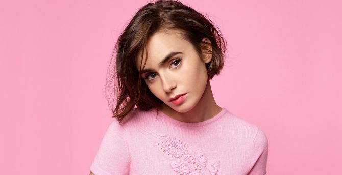 Lily Collins, brunette, cute and beautiful wallpaper