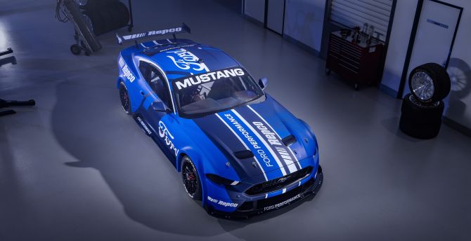 2021 Blue Ford Mustang GT supercar wallpaper