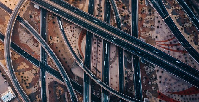 Highway, bridge, aerial view wallpaper