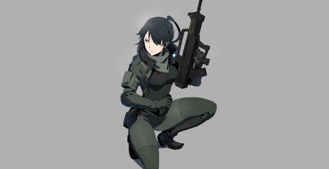 Woman soldier, Armored Gull, anime wallpaper