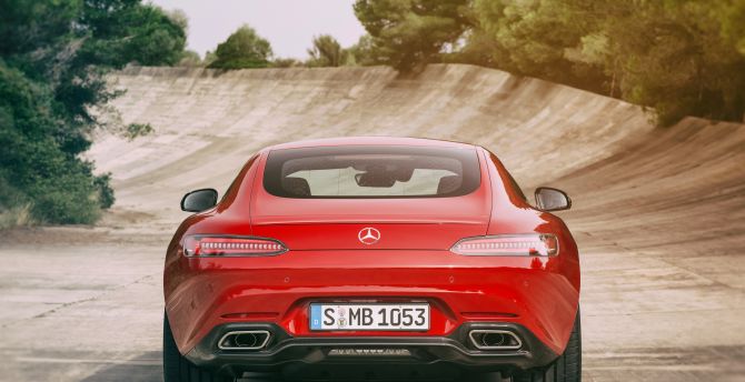 Mercedes-AMG GT S, red car, 2017, rear wallpaper