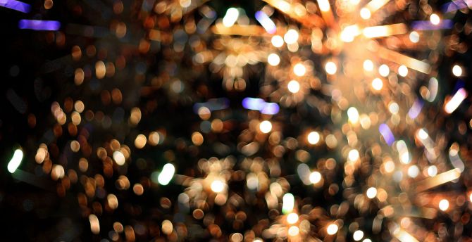 Bokeh, celebrations, lights, fireworks, 2018 wallpaper