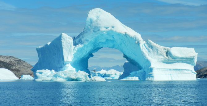 Ice arch, iceberg, nature, ocean wallpaper