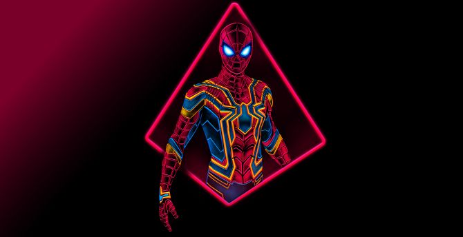 Spider-man, neon art, 2023 wallpaper