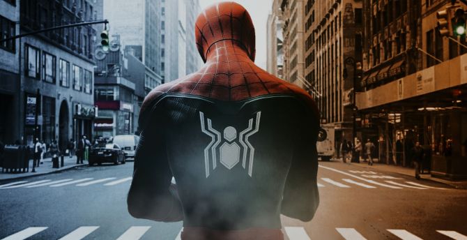 Peter Parker, walk through the city, gameshot  wallpaper