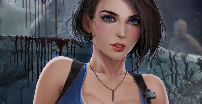 Beautiful Jill, Resident Evil game, artwork wallpaper