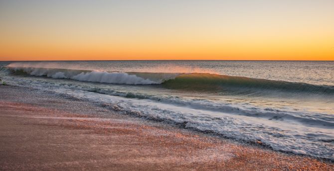 Calm and peaceful seashore, beach, sunset wallpaper