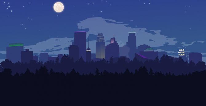 Silent night, Minneapolis, silhouette, art wallpaper