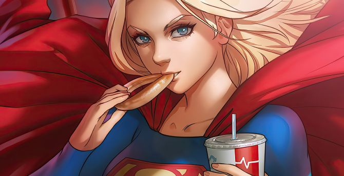 Artwork, superhero, blonde and beautiful supergirl wallpaper