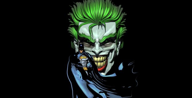 Joker and batman, DC comic, artwork wallpaper