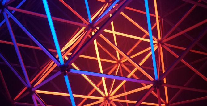 Neon shapes, structure, glow, triangle wallpaper