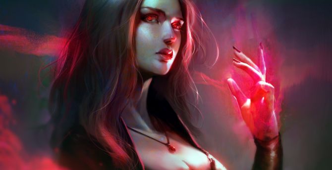 Scarlet Witch, marvel, superhero, magician, art wallpaper