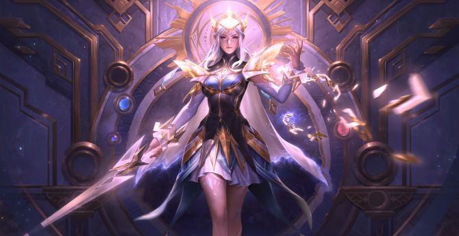 Beautiful game character, girl with sword, League of Legends wallpaper