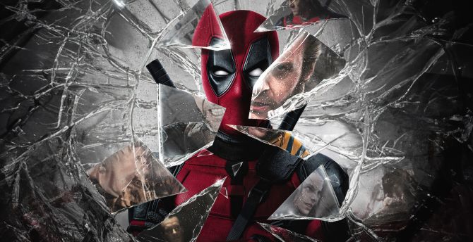 Deadpool and Wolverine, come back movie, scattered glass wallpaper
