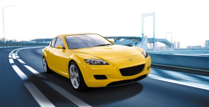 Yellow, Mazda RX-8, front wallpaper