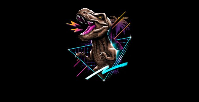 T-Rex, retro art, Dinosaur, minimal wallpaper