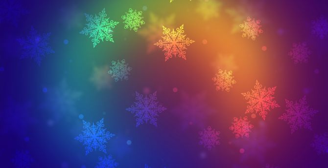 Abstract, colorful, snowflakes wallpaper