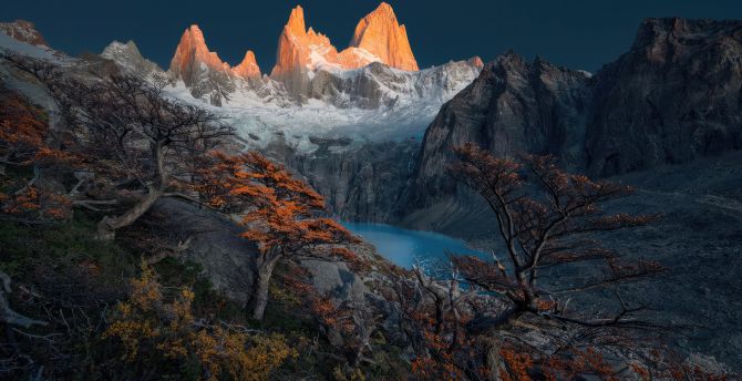 Patagonia of Argentina, mountains cliffs, nature wallpaper