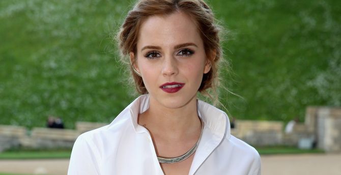 Emma Watson, white shirt, beautiful, actress wallpaper