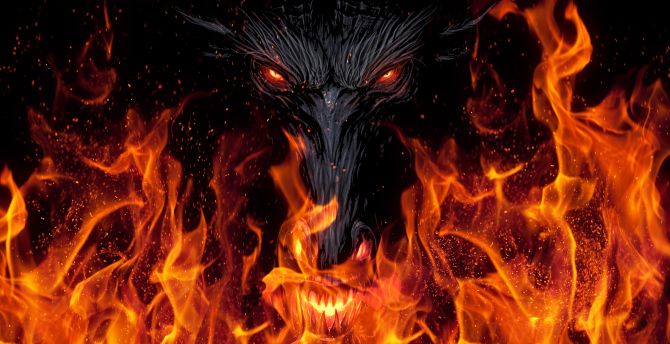 Wallpaper devil's face, fire, dark, fantasy desktop wallpaper, hd image,  picture, background, 13c56e | wallpapersmug