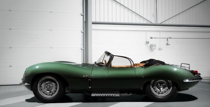 Jaguar XKSS, classic, green car wallpaper
