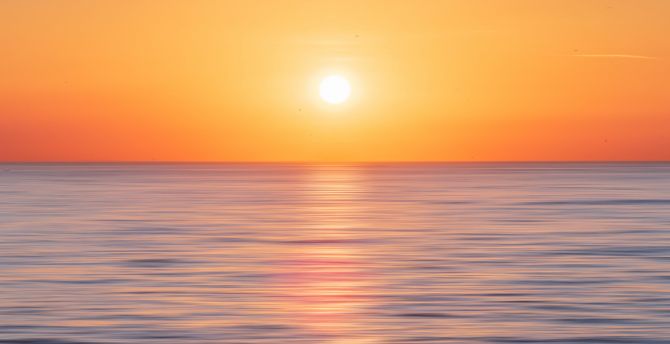 Blur, sea, sky, sunset, minimal wallpaper