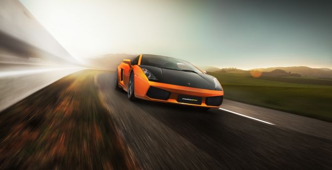 Sports car, Lamborghini Huracán, on-road wallpaper