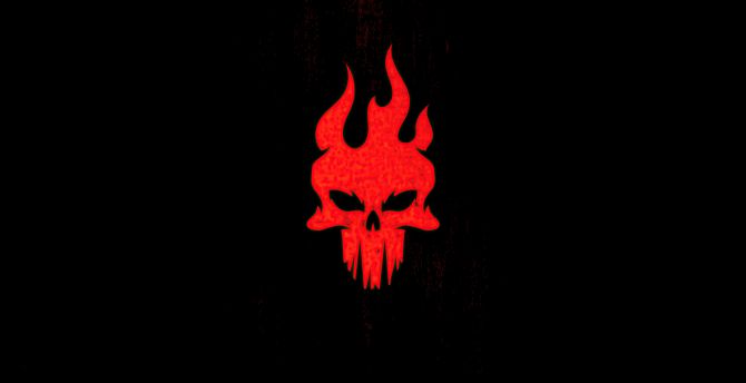 Red Skull, minimal, light logo wallpaper