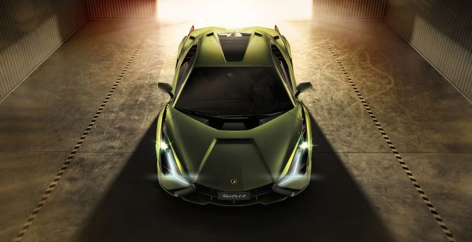 Lamborghini Sian, top-front view, 2019 car wallpaper