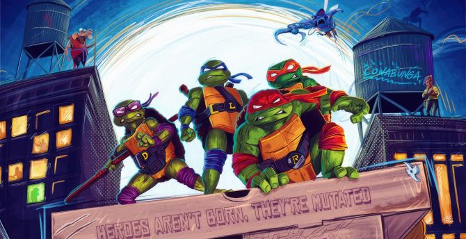 2023 Teenage Mutant Ninja Turtles: Mutant Mayhem, animated movie wallpaper