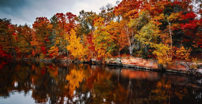 Autumn, lake, nature, reflections wallpaper