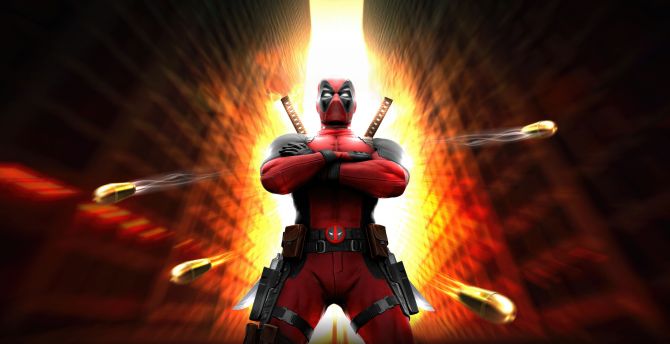 Deadpool's new action packed movie, 2024, bullet shoot wallpaper