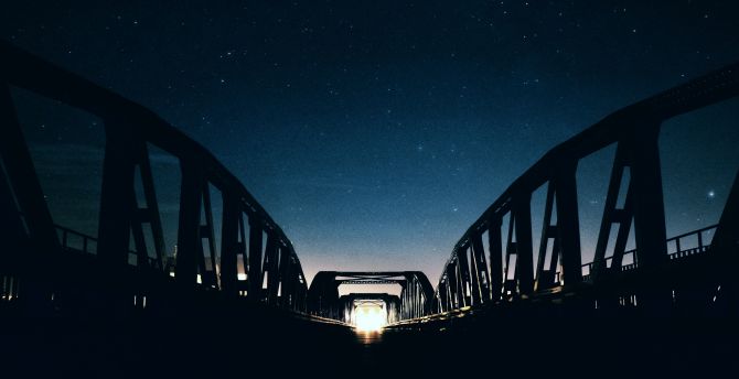 Bridge, night view, night, sky wallpaper
