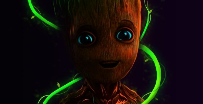 Cute baby Groot, adorable eyes, 2023 wallpaper