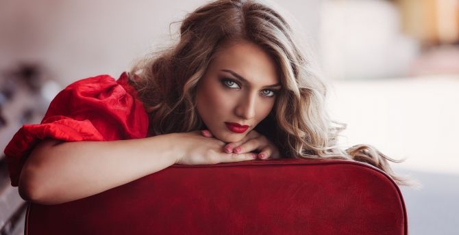 Girl model, gorgeous, red lips wallpaper