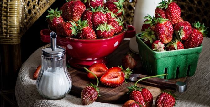 Fruits, basket, strawberry wallpaper