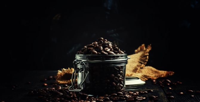 Coffee beans, glass jar wallpaper
