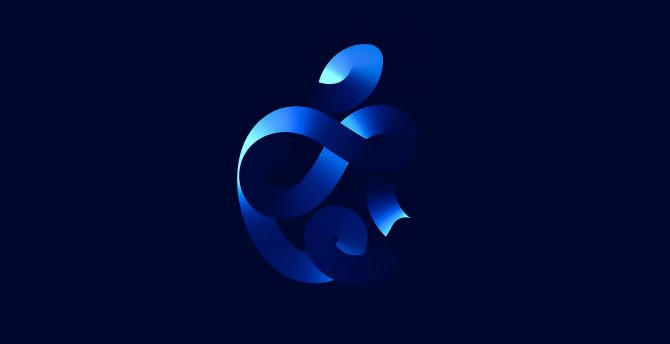 Apple Event, blue logo, minimal wallpaper
