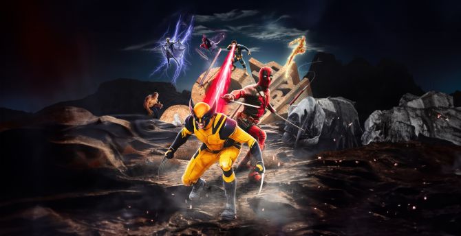 Deadpool and wolverine, chaotic adventures, x-men, superhero wallpaper