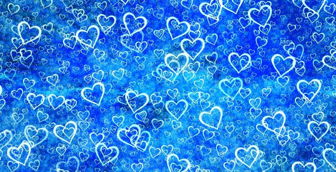 Hearts, abstract, blue wallpaper