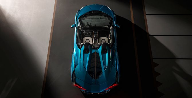 Blue car, top-view, Lamborghini Sián wallpaper