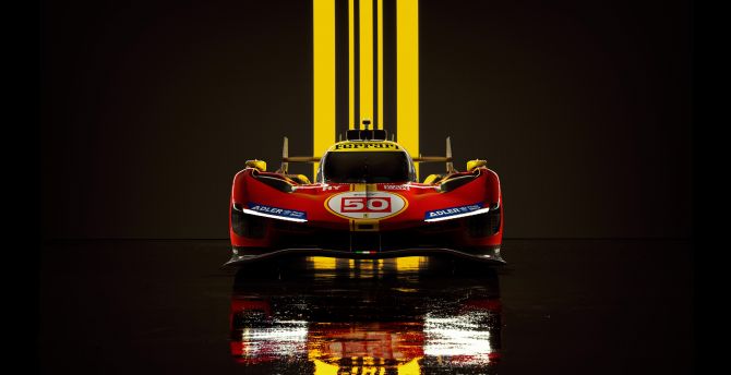 2023 Ferrari 499p, formula one car, red wallpaper